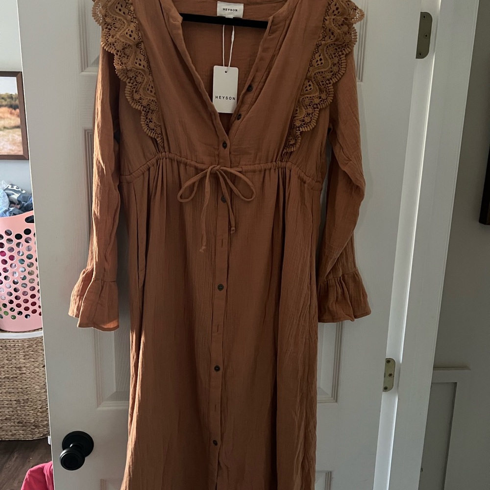 Heyson Brand Women's Midi Brown Dress